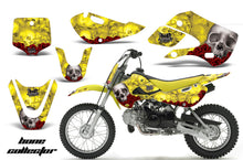 Load image into Gallery viewer, Decal Graphic Kit Wrap For Kawasaki KLX 110 2002-2009 KX 65 2002-2018 BONES YELLOW-atv motorcycle utv parts accessories gear helmets jackets gloves pantsAll Terrain Depot