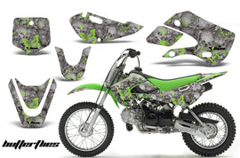 Decal Graphic Kit Wrap For Kawasaki KLX 110 2002-2009 KX 65 2002-2018 BUTTERFLIES GREEN SILVER-atv motorcycle utv parts accessories gear helmets jackets gloves pantsAll Terrain Depot