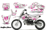 Decal Graphic Kit Wrap For Kawasaki KLX 110 2002-2009 KX 65 2002-2018 BUTTERFLIES PINK WHITE