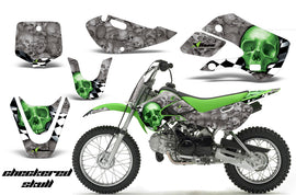 Decal Graphic Kit Wrap For Kawasaki KLX 110 2002-2009 KX 65 2002-2018 CHECKERED GREEN-atv motorcycle utv parts accessories gear helmets jackets gloves pantsAll Terrain Depot