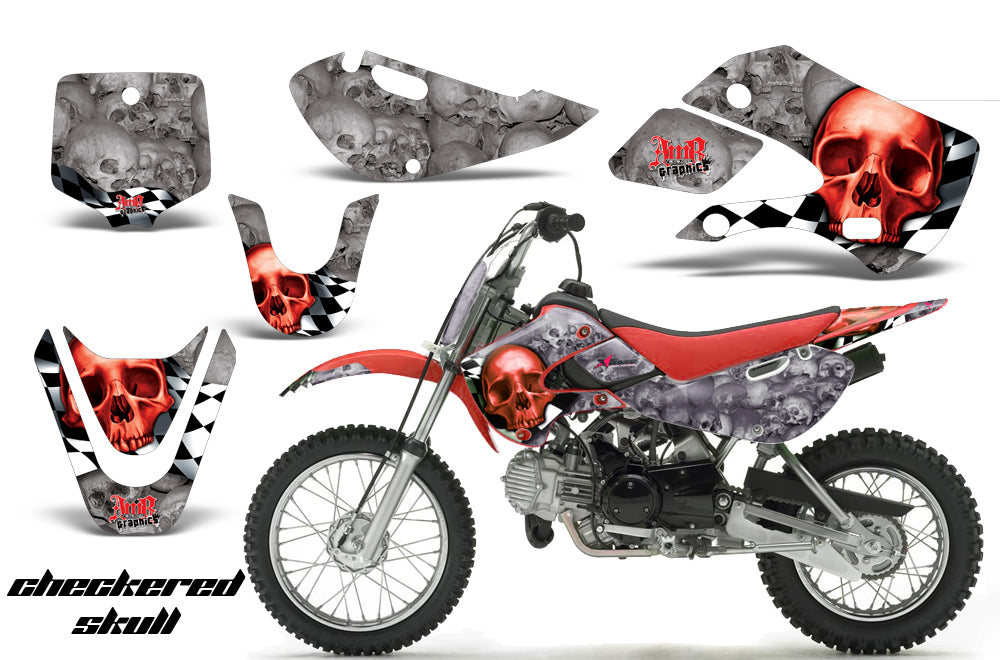 Decal Graphic Kit Wrap For Kawasaki KLX 110 2002-2009 KX 65 2002-2018 CHECKERED RED-atv motorcycle utv parts accessories gear helmets jackets gloves pantsAll Terrain Depot