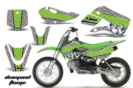 Decal Graphic Kit Wrap For Kawasaki KLX 110 2002-2009 KX 65 2002-2018 DIAMOND RACE GREEN SILVER-atv motorcycle utv parts accessories gear helmets jackets gloves pantsAll Terrain Depot