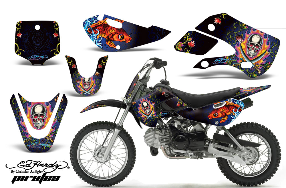 Decal Graphic Kit Wrap For Kawasaki KLX 110 2002-2009 KX 65 2002-2018 EDHP BLUE-atv motorcycle utv parts accessories gear helmets jackets gloves pantsAll Terrain Depot