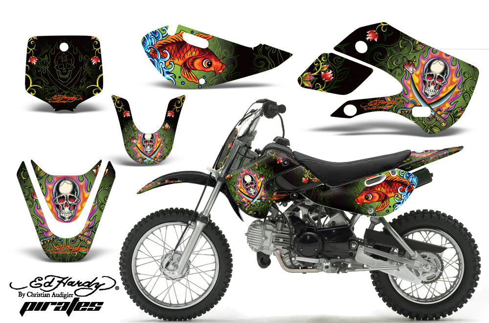 Decal Graphic Kit Wrap For Kawasaki KLX 110 2002-2009 KX 65 2002-2018 EDHP GREEN-atv motorcycle utv parts accessories gear helmets jackets gloves pantsAll Terrain Depot