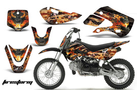 Decal Graphic Kit Wrap For Kawasaki KLX 110 2002-2009 KX 65 2002-2018 FIRESTORM BLACK-atv motorcycle utv parts accessories gear helmets jackets gloves pantsAll Terrain Depot