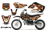 Decal Graphic Kit Wrap For Kawasaki KLX 110 2002-2009 KX 65 2002-2018 FIRESTORM BLACK