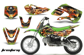 Decal Graphic Kit Wrap For Kawasaki KLX 110 2002-2009 KX 65 2002-2018 FIRESTORM GREEN-atv motorcycle utv parts accessories gear helmets jackets gloves pantsAll Terrain Depot