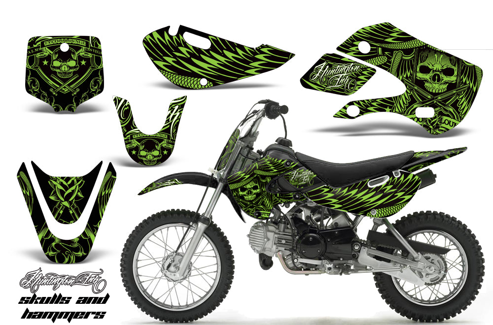 Decal Graphic Kit Wrap For Kawasaki KLX 110 2002-2009 KX 65 2002-2018 HISH GREEN-atv motorcycle utv parts accessories gear helmets jackets gloves pantsAll Terrain Depot