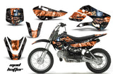 Decal Graphic Kit Wrap For Kawasaki KLX 110 2002-2009 KX 65 2002-2018 HATTER BLACK ORANGE