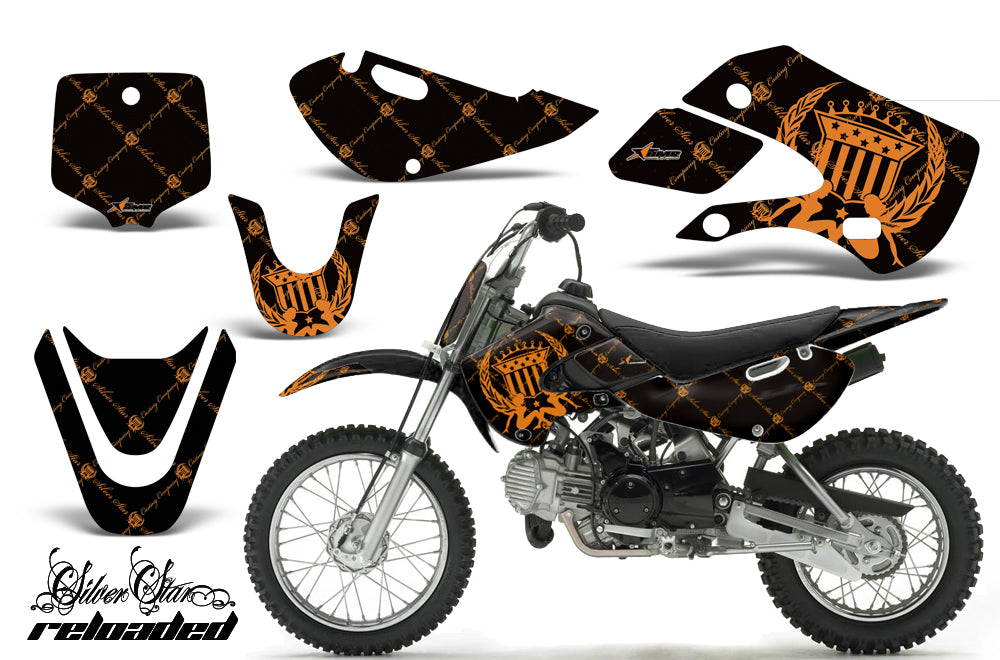 Decal Graphic Kit Wrap For Kawasaki KLX 110 2002-2009 KX 65 2002-2018 RELOADED ORANGE BLACK-atv motorcycle utv parts accessories gear helmets jackets gloves pantsAll Terrain Depot