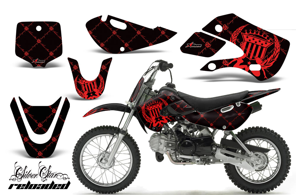 Decal Graphic Kit Wrap For Kawasaki KLX 110 2002-2009 KX 65 2002-2018 RELOADED RED BLACK-atv motorcycle utv parts accessories gear helmets jackets gloves pantsAll Terrain Depot
