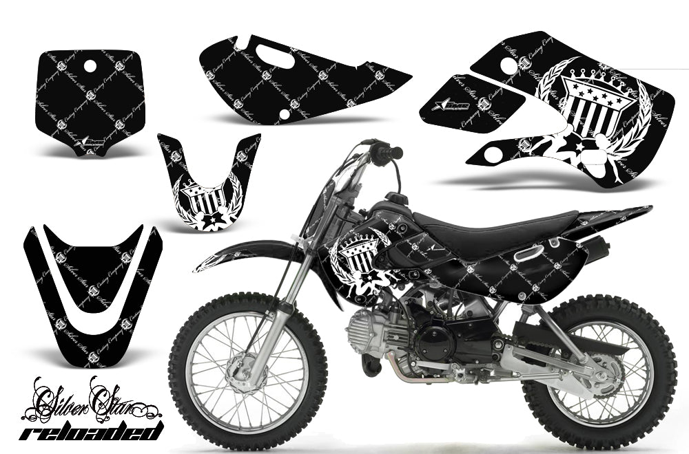 Decal Graphic Kit Wrap For Kawasaki KLX 110 2002-2009 KX 65 2002-2018 RELOADED WHITE BLACK-atv motorcycle utv parts accessories gear helmets jackets gloves pantsAll Terrain Depot