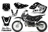 Decal Graphic Kit Wrap For Kawasaki KLX 110 2002-2009 KX 65 2002-2018 RELOADED WHITE BLACK