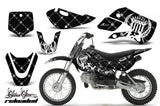 Decal Graphic Kit Wrap For Kawasaki KLX 110 2002-2009 KX 65 2002-2018 RELOADED WHITE BLACK
