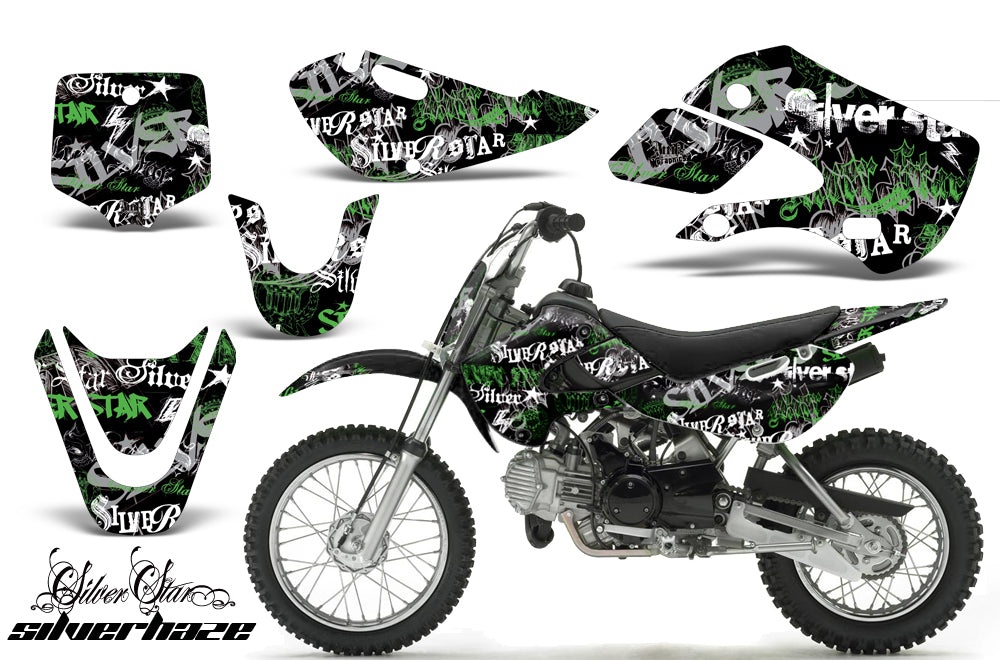 Decal Graphic Kit Wrap For Kawasaki KLX 110 2002-2009 KX 65 2002-2018 SSSH GREEN BLACK-atv motorcycle utv parts accessories gear helmets jackets gloves pantsAll Terrain Depot