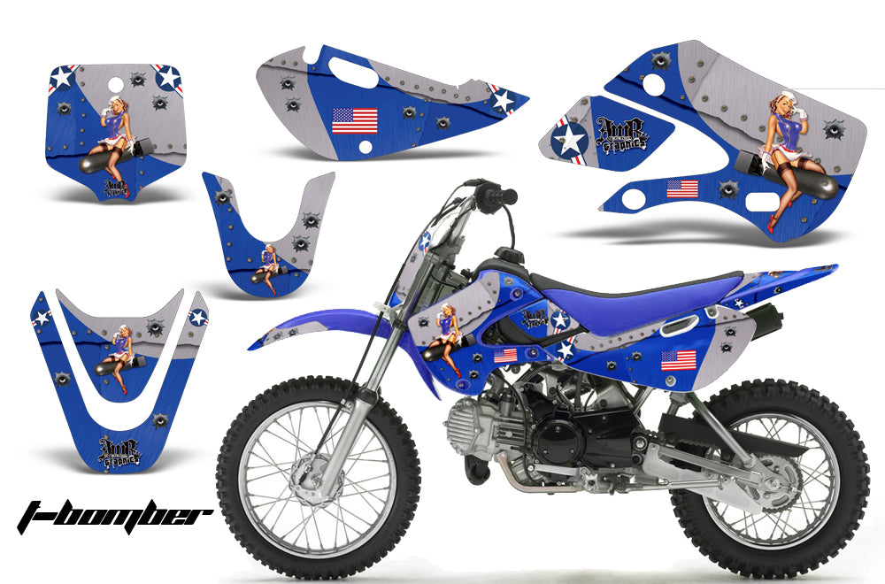 Decal Graphic Kit Wrap For Kawasaki KLX 110 2002-2009 KX 65 2002-2018 TBOMBER BLUE-atv motorcycle utv parts accessories gear helmets jackets gloves pantsAll Terrain Depot