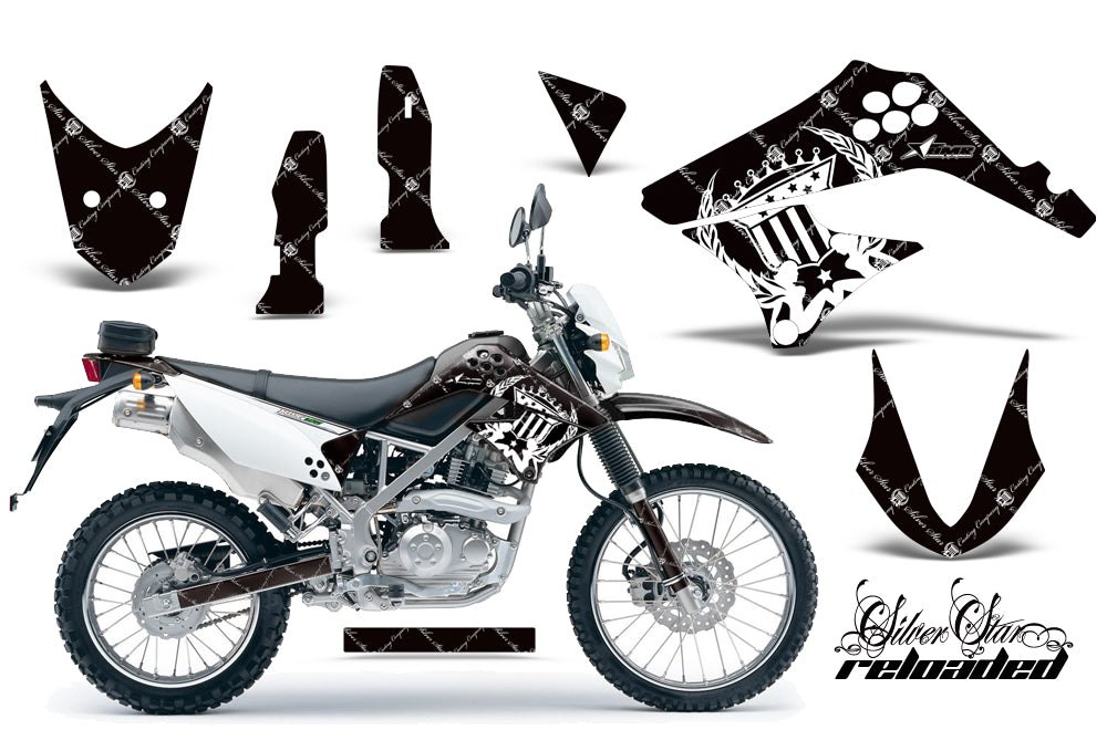 Dirt Bike Graphics Kit Decal Sticker Wrap For Kawasaki KLX125 2010-2016 RELOADED WHITE BLACK-atv motorcycle utv parts accessories gear helmets jackets gloves pantsAll Terrain Depot