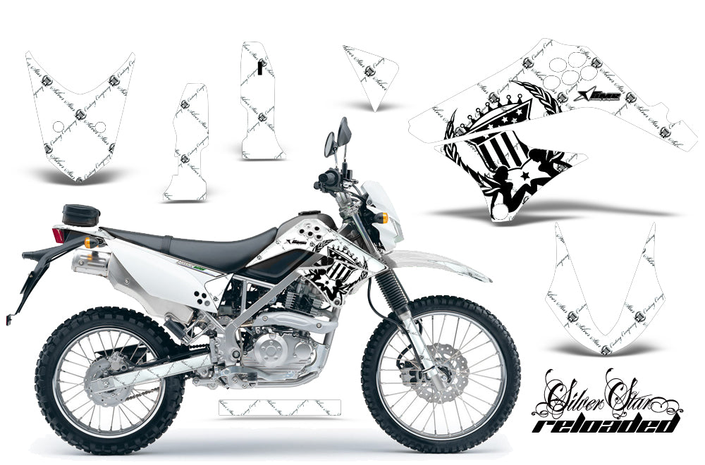 Dirt Bike Graphics Kit Decal Sticker Wrap For Kawasaki KLX125 2010-2016 RELOADED BLACK WHITE-atv motorcycle utv parts accessories gear helmets jackets gloves pantsAll Terrain Depot