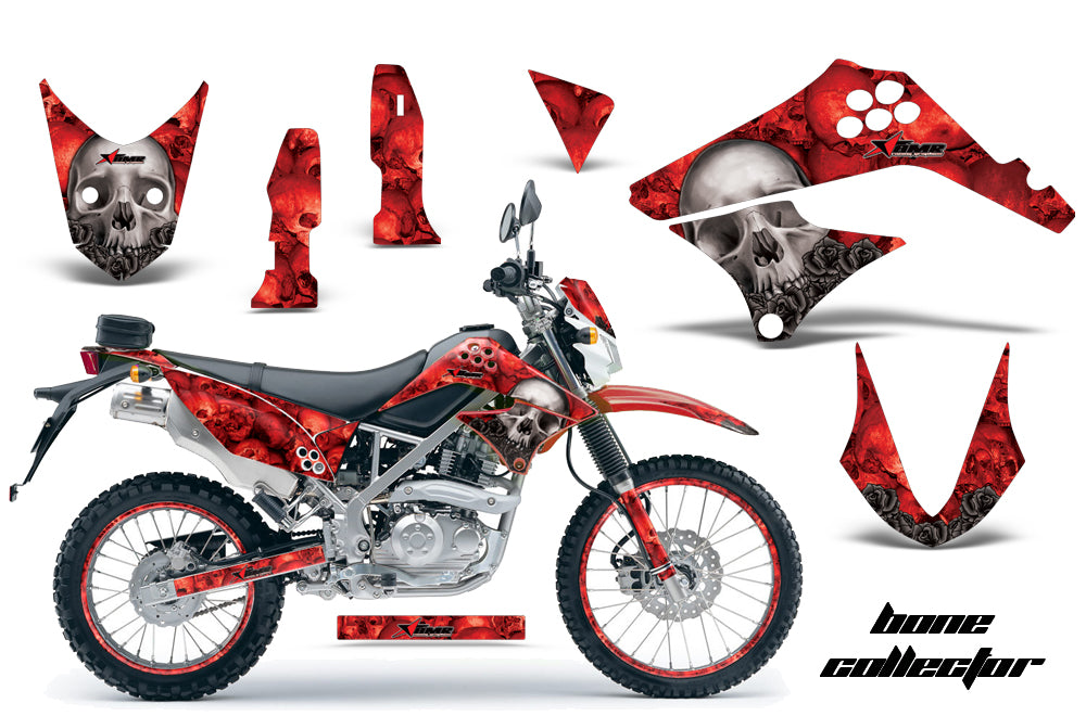 Graphics Kit Decal Sticker Wrap + # Plates For Kawasaki KLX125 2010-2016 BONES RED-atv motorcycle utv parts accessories gear helmets jackets gloves pantsAll Terrain Depot