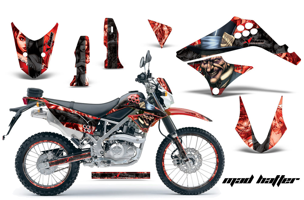 Graphics Kit Decal Sticker Wrap + # Plates For Kawasaki KLX125 2010-2016 HATTER BLACK RED-atv motorcycle utv parts accessories gear helmets jackets gloves pantsAll Terrain Depot