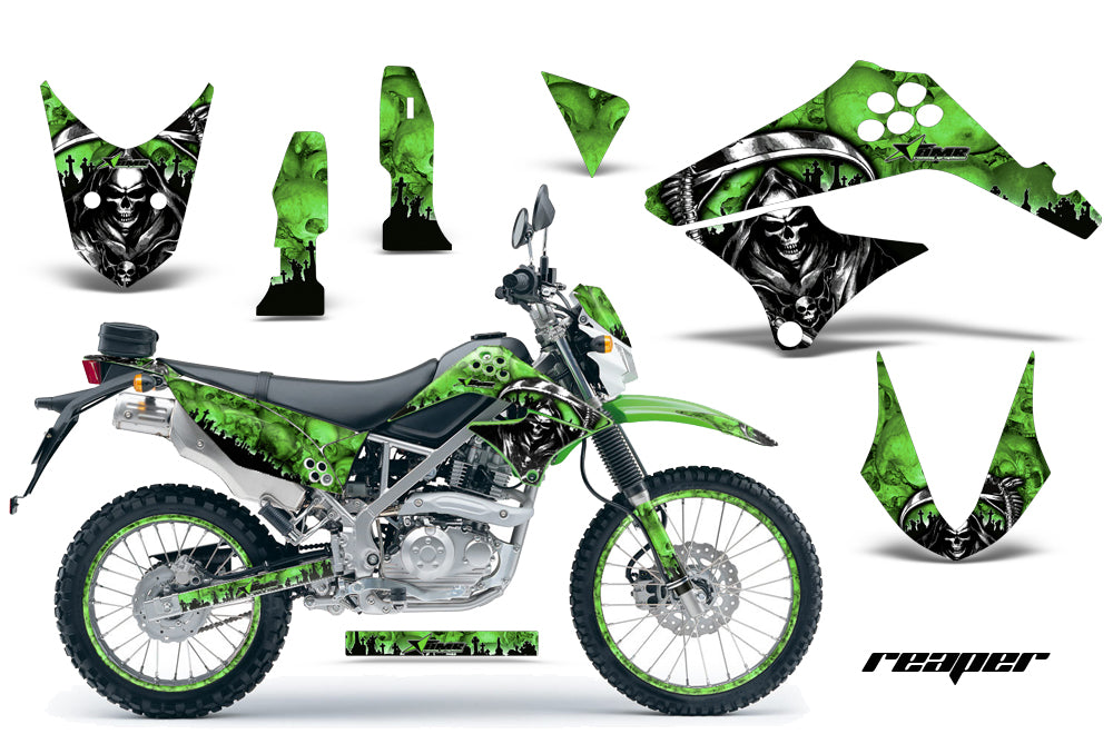 Graphics Kit Decal Sticker Wrap + # Plates For Kawasaki KLX125 2010-2016 REAPER GREEN-atv motorcycle utv parts accessories gear helmets jackets gloves pantsAll Terrain Depot