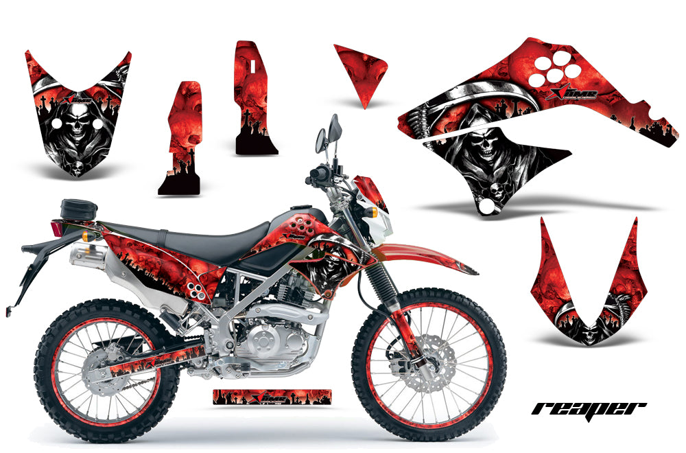 Graphics Kit Decal Sticker Wrap + # Plates For Kawasaki KLX125 2010-2016 REAPER RED-atv motorcycle utv parts accessories gear helmets jackets gloves pantsAll Terrain Depot