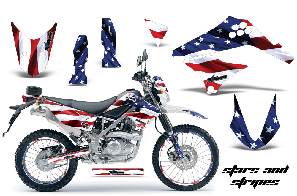 Graphics Kit Decal Sticker Wrap + # Plates For Kawasaki KLX125 2010-2016 USA FLAG-atv motorcycle utv parts accessories gear helmets jackets gloves pantsAll Terrain Depot