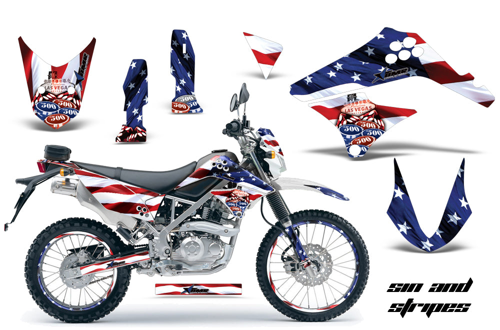 Graphics Kit Decal Sticker Wrap + # Plates For Kawasaki KLX125 2010-2016 USA SINS-atv motorcycle utv parts accessories gear helmets jackets gloves pantsAll Terrain Depot