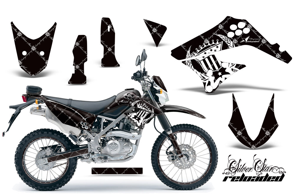 Graphics Kit Decal Sticker Wrap + # Plates For Kawasaki KLX125 2010-2016 RELOADED WHITE BLACK-atv motorcycle utv parts accessories gear helmets jackets gloves pantsAll Terrain Depot