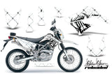 Graphics Kit Decal Sticker Wrap + # Plates For Kawasaki KLX125 2010-2016 RELOADED BLACK WHITE