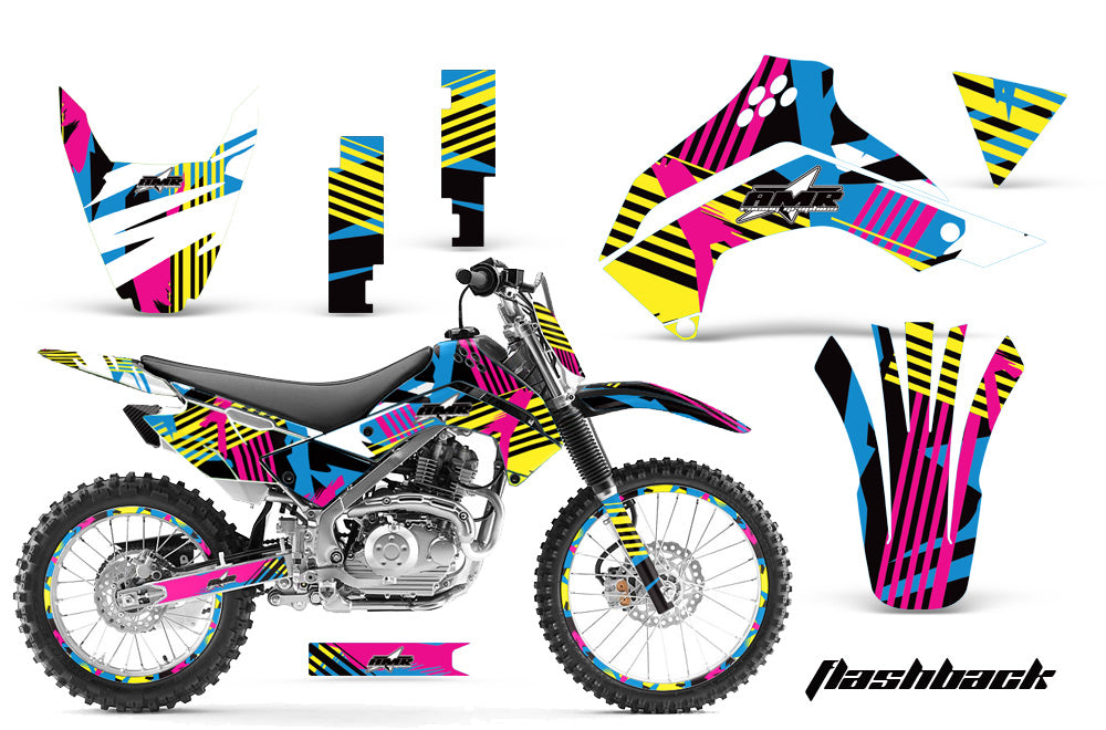 Graphics Kit Decal Sticker Wrap + # Plates For Kawasaki KLX140 2008-2018 FLASHBACK-atv motorcycle utv parts accessories gear helmets jackets gloves pantsAll Terrain Depot