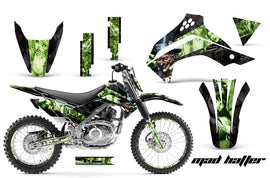 Graphics Kit Decal Sticker Wrap + # Plates For Kawasaki KLX140 2008-2018 HATTER GREEN BLACK-atv motorcycle utv parts accessories gear helmets jackets gloves pantsAll Terrain Depot