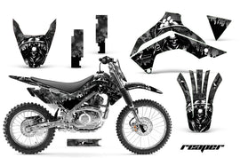 Graphics Kit Decal Sticker Wrap + # Plates For Kawasaki KLX140 2008-2018 REAPER BLACK-atv motorcycle utv parts accessories gear helmets jackets gloves pantsAll Terrain Depot
