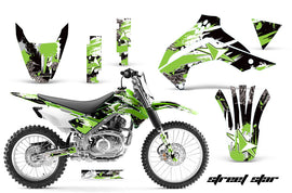 Dirt Bike Decal Graphics Kit Sticker Wrap For Kawasaki KLX140 2008-2018 STREET STAR GREEN-atv motorcycle utv parts accessories gear helmets jackets gloves pantsAll Terrain Depot