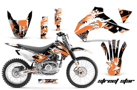 Dirt Bike Decal Graphics Kit Sticker Wrap For Kawasaki KLX140 2008-2018 STREET STAR ORANGE-atv motorcycle utv parts accessories gear helmets jackets gloves pantsAll Terrain Depot