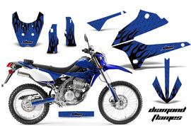 Dirt Bike Decals Graphics Kit Sticker Wrap For Kawasaki KLX250 2008-2018 DIAMOND FLAMES BLACK BLUE-atv motorcycle utv parts accessories gear helmets jackets gloves pantsAll Terrain Depot