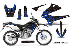 Dirt Bike Decals Graphics Kit Sticker Wrap For Kawasaki KLX250 2008-2018 DIAMOND FLAMES BLUE BLACK-atv motorcycle utv parts accessories gear helmets jackets gloves pantsAll Terrain Depot