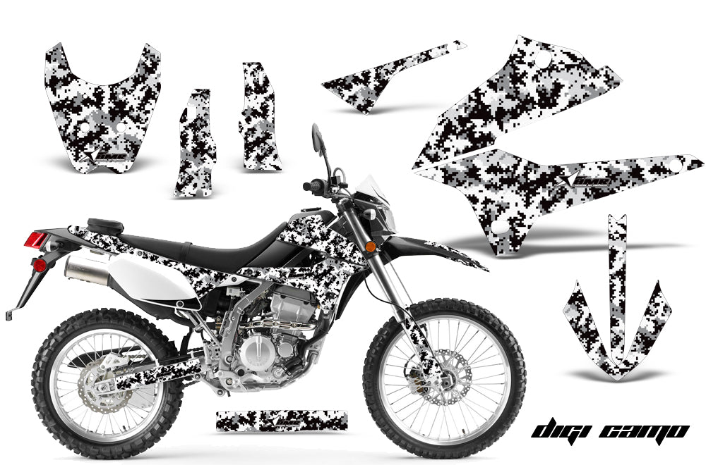 Dirt Bike Decals Graphics Kit Sticker Wrap For Kawasaki KLX250 2008-2018 DIGICAMO WHITE-atv motorcycle utv parts accessories gear helmets jackets gloves pantsAll Terrain Depot