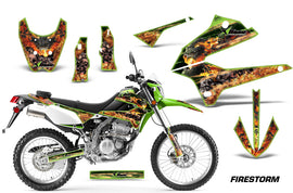 Dirt Bike Decals Graphics Kit Sticker Wrap For Kawasaki KLX250 2008-2018 FIRESTORM GREEN-atv motorcycle utv parts accessories gear helmets jackets gloves pantsAll Terrain Depot