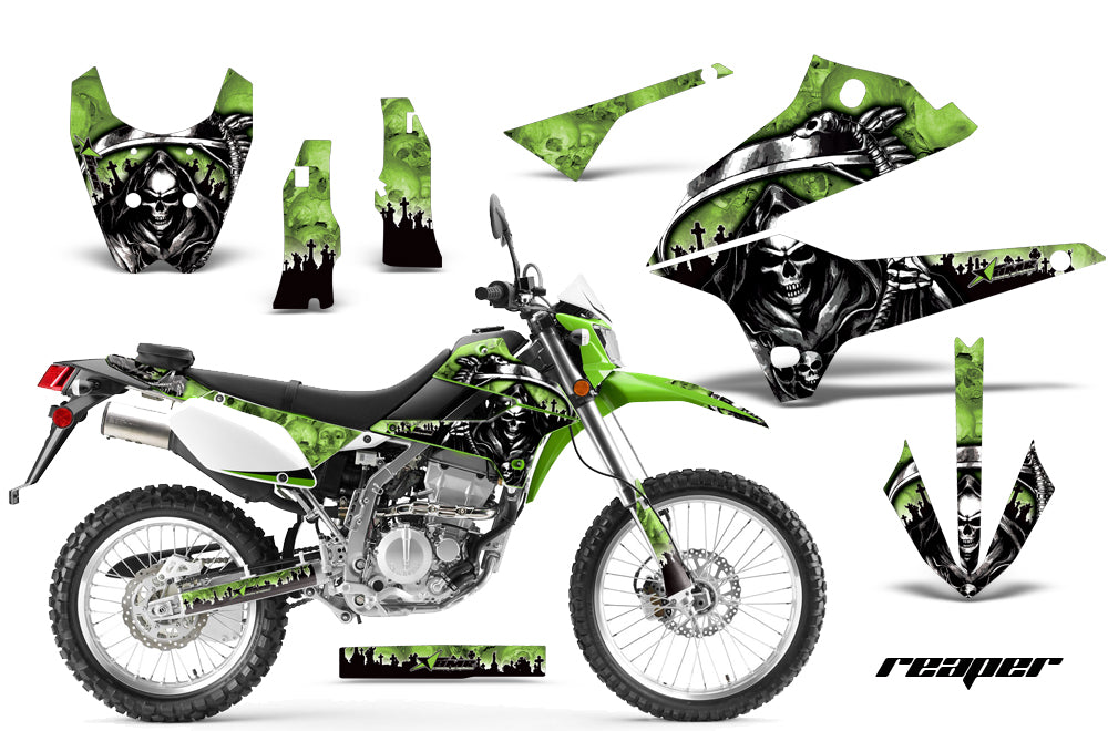 Dirt Bike Decals Graphics Kit Sticker Wrap For Kawasaki KLX250 2008-2018 REAPER GREEN-atv motorcycle utv parts accessories gear helmets jackets gloves pantsAll Terrain Depot