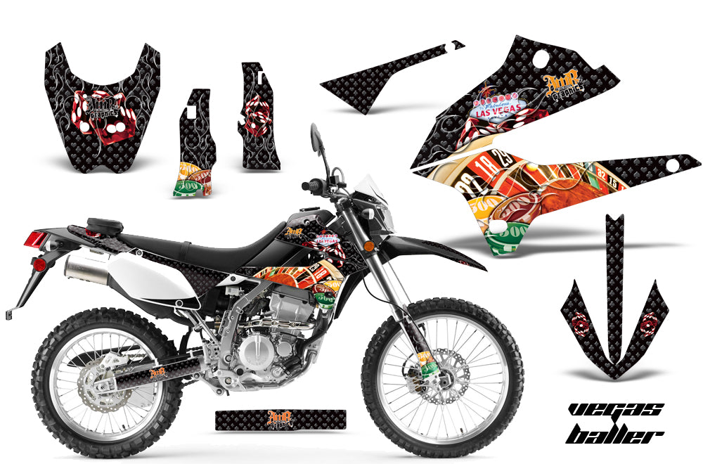 Dirt Bike Decals Graphics Kit Sticker Wrap For Kawasaki KLX250 2008-2018 VEGAS BLACK-atv motorcycle utv parts accessories gear helmets jackets gloves pantsAll Terrain Depot