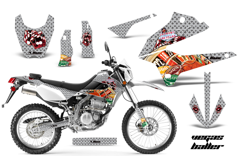 Dirt Bike Decals Graphics Kit Sticker Wrap For Kawasaki KLX250 2008-2018 VEGAS SILVER-atv motorcycle utv parts accessories gear helmets jackets gloves pantsAll Terrain Depot