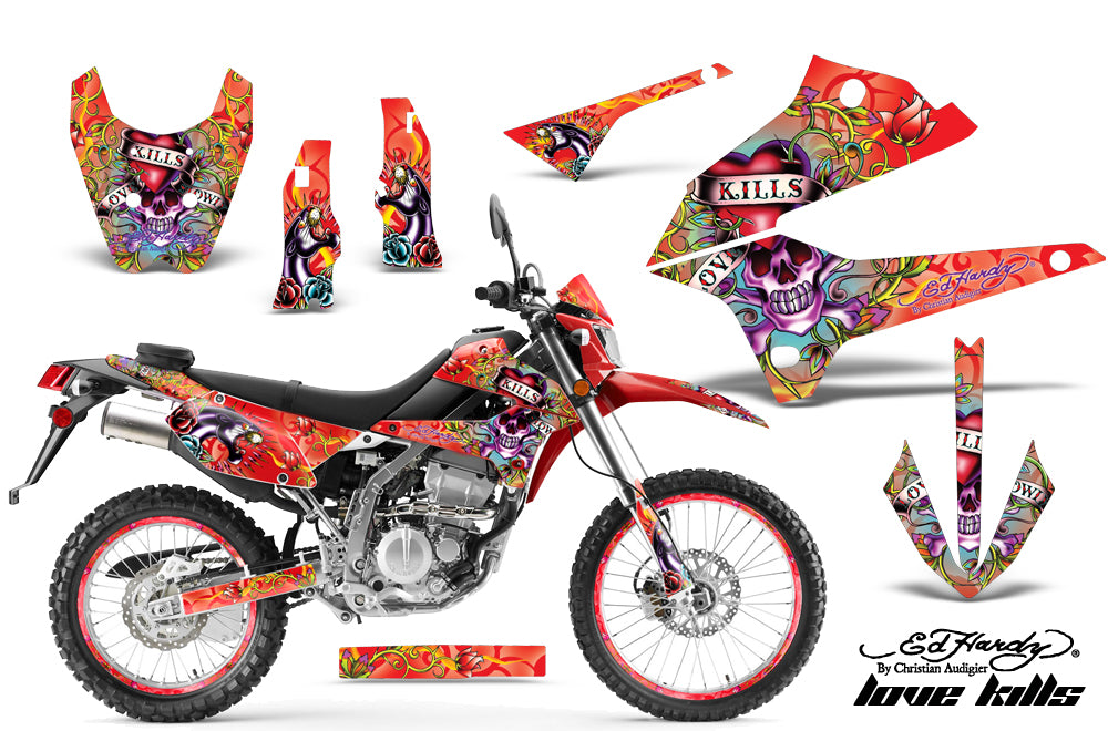 Graphics Kit Decal Sticker Wrap + # Plates For Kawasaki KLX250 2008-2018 EDHLK RED-atv motorcycle utv parts accessories gear helmets jackets gloves pantsAll Terrain Depot