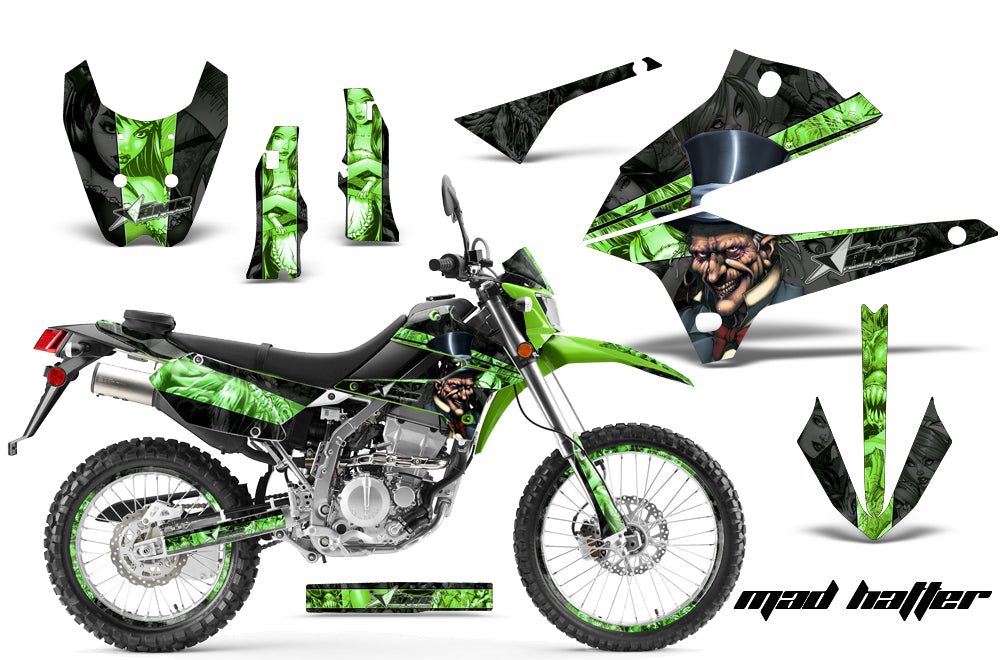 Graphics Kit Decal Sticker Wrap + # Plates For Kawasaki KLX250 2008-2018 HATTER GREEN BLACK-atv motorcycle utv parts accessories gear helmets jackets gloves pantsAll Terrain Depot