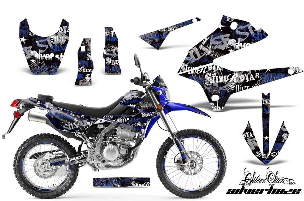 Graphics Kit Decal Sticker Wrap + # Plates For Kawasaki KLX250 2008-2018 SSSH BLUE BLACK-atv motorcycle utv parts accessories gear helmets jackets gloves pantsAll Terrain Depot
