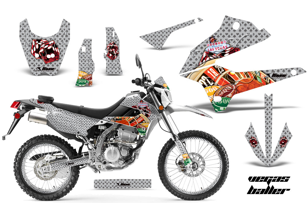 Graphics Kit Decal Sticker Wrap + # Plates For Kawasaki KLX250 2008-2018 VEGAS SILVER-atv motorcycle utv parts accessories gear helmets jackets gloves pantsAll Terrain Depot