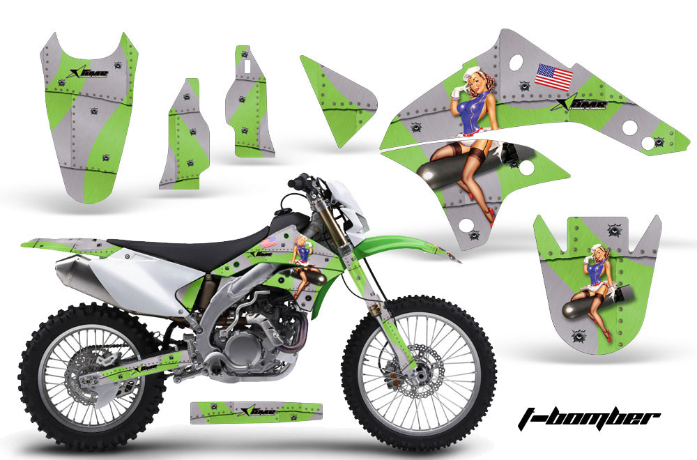 Dirt Bike Graphics Kit Decal Sticker Wrap For Kawasaki KLX450 2008-2012 TBOMBER GREEN-atv motorcycle utv parts accessories gear helmets jackets gloves pantsAll Terrain Depot