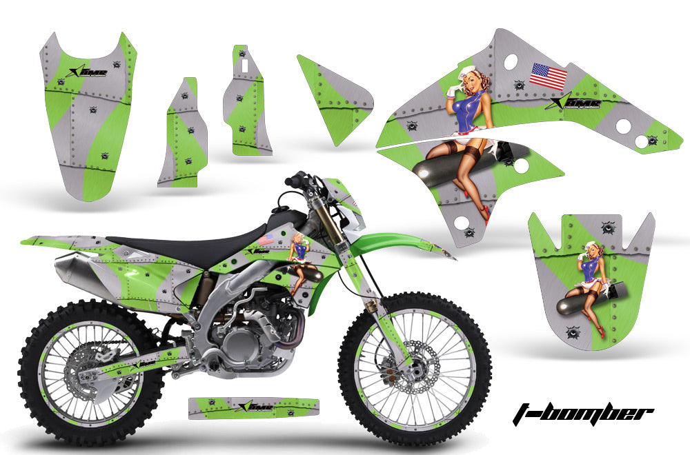 Graphics Kit Decal Sticker Wrap + # Plates For Kawasaki KLX450 2008-2012 TBOMBER GREEN-atv motorcycle utv parts accessories gear helmets jackets gloves pantsAll Terrain Depot