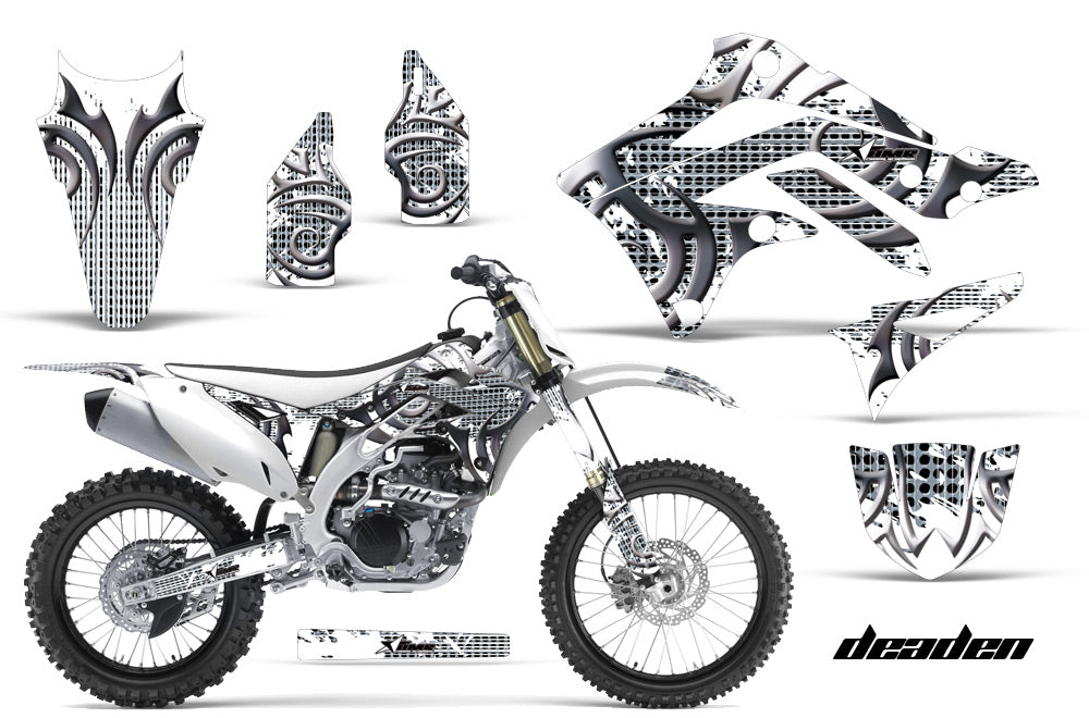 Dirt Bike Decal Graphic Kit Sticker Wrap For Kawasaki KXF450 2012-2015 DEADEN WHITE-atv motorcycle utv parts accessories gear helmets jackets gloves pantsAll Terrain Depot