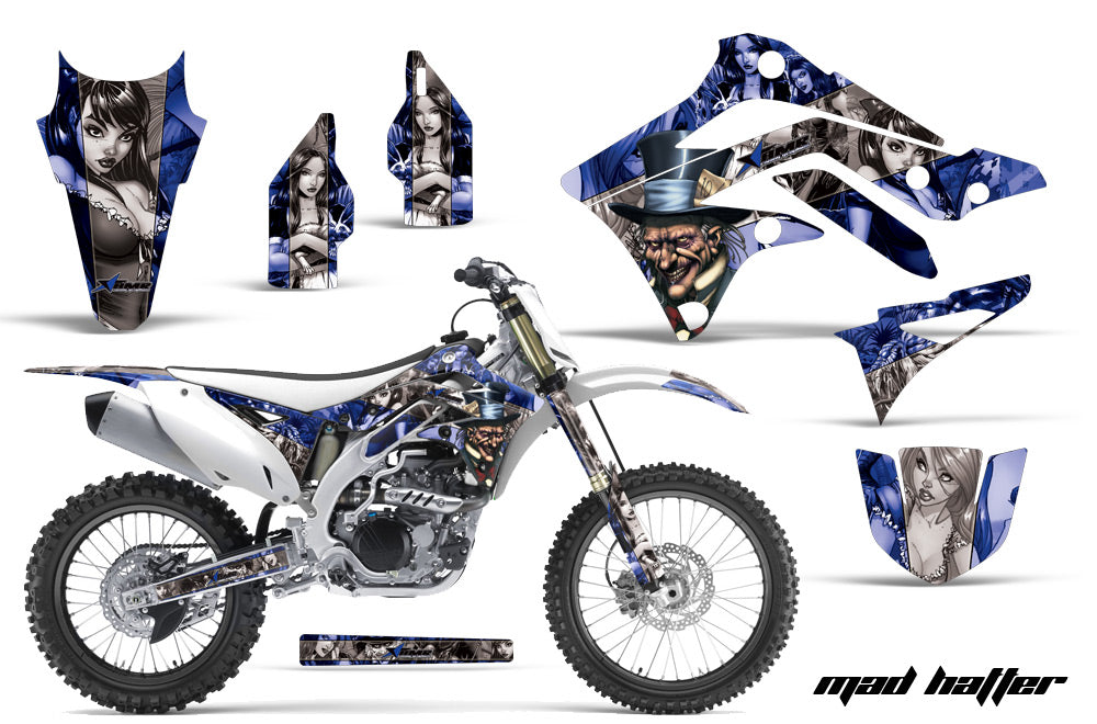 Dirt Bike Decal Graphic Kit Sticker Wrap For Kawasaki KXF450 2012-2015 HATTER BLUE SILVER-atv motorcycle utv parts accessories gear helmets jackets gloves pantsAll Terrain Depot